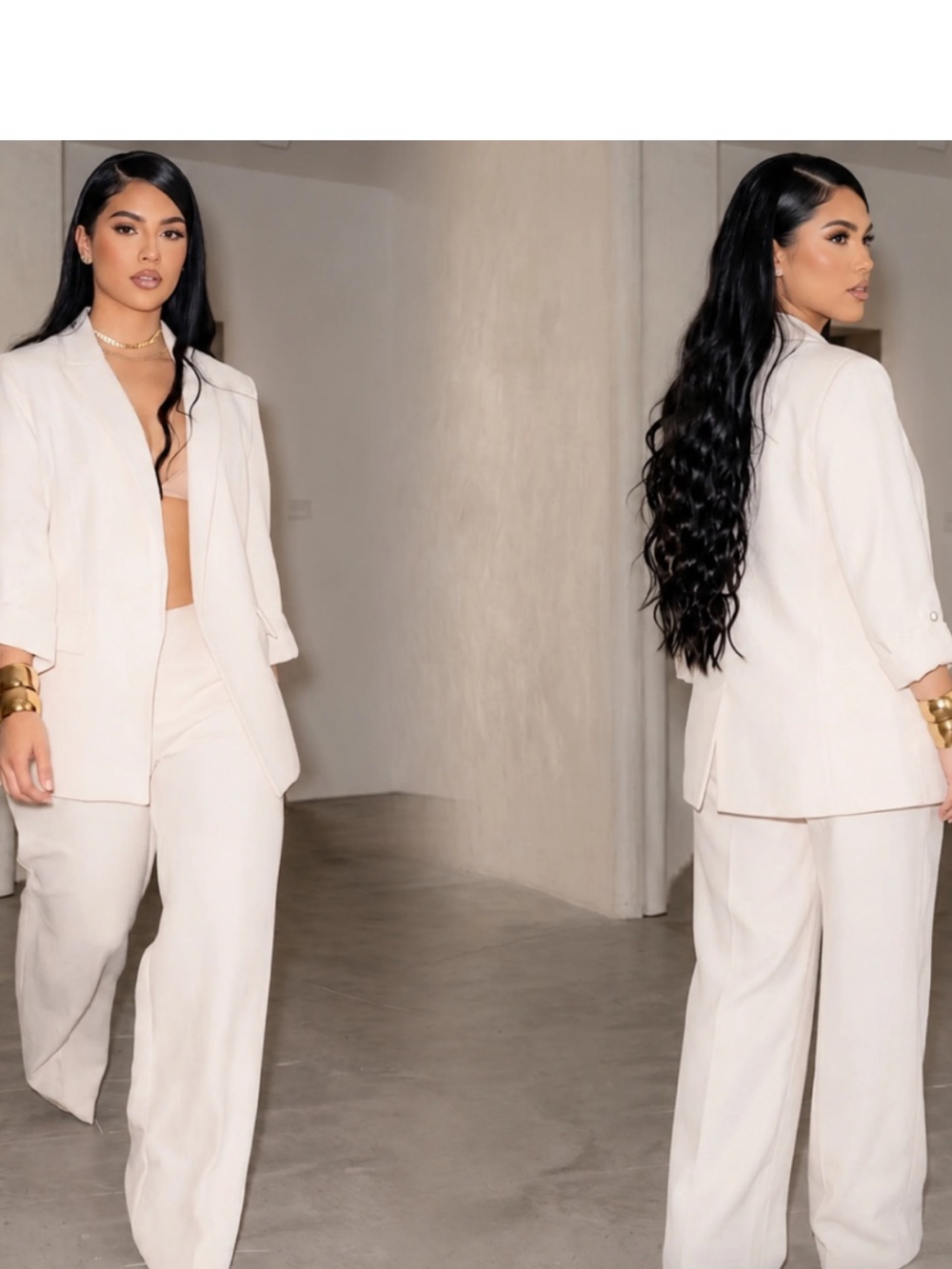 Women's Tailored Pantsuit in Taupe